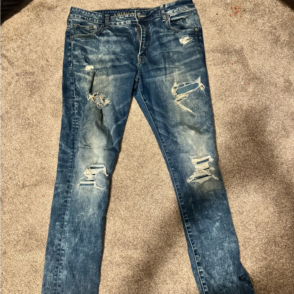 Distressed Blue Men Jeans